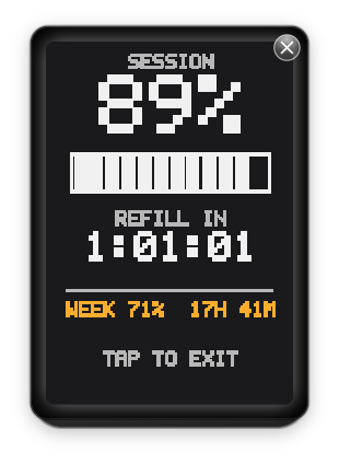 Token Fuel session gauge showing 89%