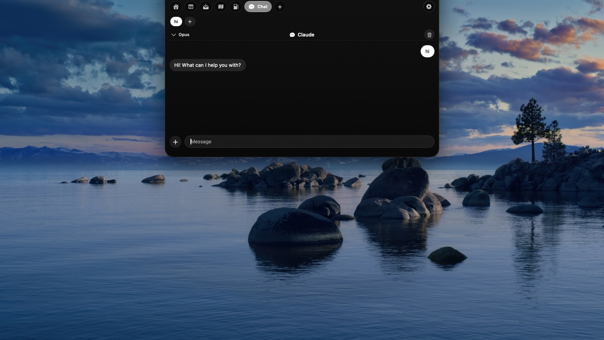 All in a notch Chat tab — message Claude directly from the notch panel