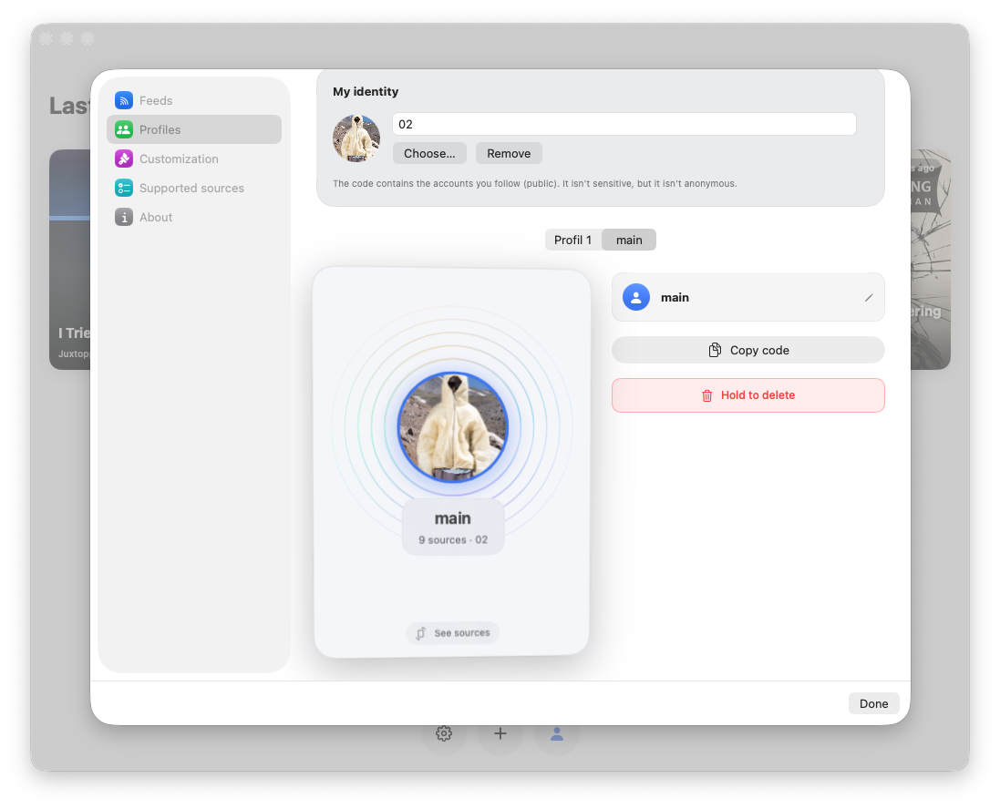 Reed profiles and shared feed settings